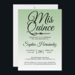 Convite Quinceañera Sage Green 15 Birthday<br><div class="desc">Um convite de 15 anos do moderno design verde-sábio Quinceañera apresenta o texto "Mis Quince" na caligrafia manuscrita em chic. Convite de aniversário perfeito para uma na moda Quinceañera,  perfeito para ela,  a modista que ama padrões e estilo modernos. Desenvolvido exclusivamente para você pelo Happy Dolphin Studio.</div>