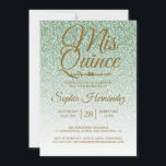 Convite Quinceañera Sage Green Glitter 15 Aniversário<br><div class="desc">Um convite de 15 anos, glamouroso, moderno e sábio, glitter ombre design Quinceañera, apresenta o texto "Mis Quince" na caligrafia de guião manuscrita em falso ouro. Convite de aniversário perfeito para uma Quinceañera glamourosa, perfeita para ela, a modista que ama padrões modernos, brilho, luxo e vidro. Desenvolvido exclusivamente para você...</div>