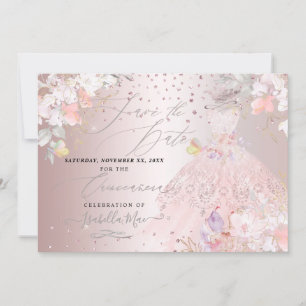 Convite Quinceanera Salve o Dia Rosa Beijado Ervilhacas