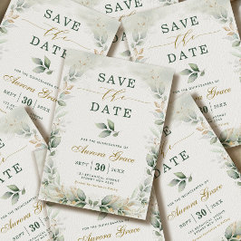 Convite Quinceanera Salve o Dia Verde Dourado Eucalipto