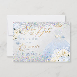Convite Quinceanera Save Date Holographic Confetti
