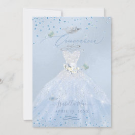 Convite Quinceanera Silver Blue Glitter