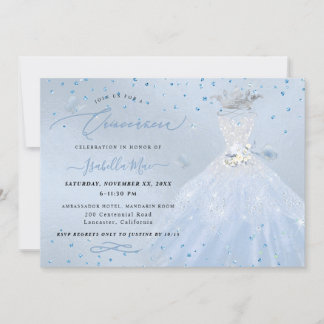 Convite Quinceanera Silver Blue Quinceanera