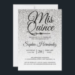 Convite Quinceañera Silver Glitter 15 Birthday<br><div class="desc">Um convite de 15 anos, glamouroso, moderno design de cinzas ombre Quinceañera, apresenta o texto "Mis Quince" na caligrafia manuscrita em preto. Convite de aniversário perfeito para uma Quinceañera glamourosa, perfeita para ela, a modista que ama padrões modernos, brilho, luxo e vidro. Desenvolvido exclusivamente para você pelo Happy Dolphin Studio....</div>