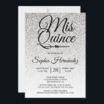 Convite Quinceañera Silver Glitter 15 Birthday<br><div class="desc">Um convite de 15 anos, glamouroso, moderno design de cinzas ombre Quinceañera, apresenta o texto "Mis Quince" na caligrafia manuscrita em preto. Convite de aniversário perfeito para uma Quinceañera glamourosa, perfeita para ela, a modista que ama padrões modernos, brilho, luxo e vidro. Desenvolvido exclusivamente para você pelo Happy Dolphin Studio....</div>