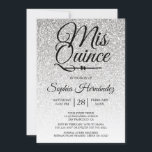 Convite Quinceañera Silver Glitter 15 Birthday<br><div class="desc">Um convite de 15 anos, glamouroso, moderno design de cinzas ombre Quinceañera, apresenta o texto "Mis Quince" na caligrafia manuscrita em preto. Convite de aniversário perfeito para uma Quinceañera glamourosa, perfeita para ela, a modista que ama padrões modernos, brilho, luxo e vidro. Desenvolvido exclusivamente para você pelo Happy Dolphin Studio....</div>