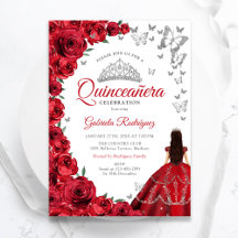Quinceanera Silver Rosas vermelhas de Aquarelas