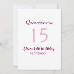 Convite Quinceanera simples 15 de aniversário de fada rosa