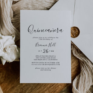 Convite Quinceañera Simples Minimalista