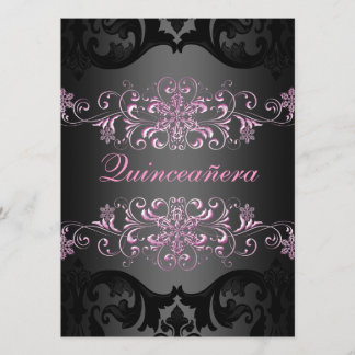 Convite Quinceañera Snow Flake Damask Birthday Convide
