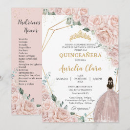 Convite Quinceañera Soft Blush Floral 15 Años Padrinos