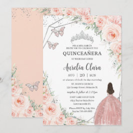 Convite Quinceañera Soft Blush Rosas Florais