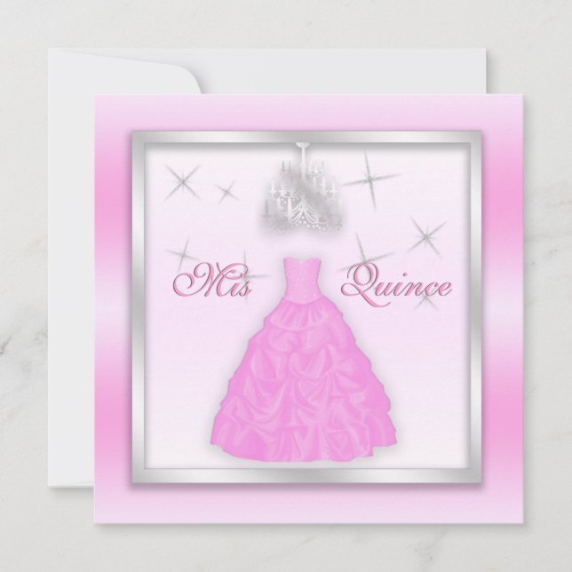 Convite Quinceanera Sparkling convida claro - prata (Frente)