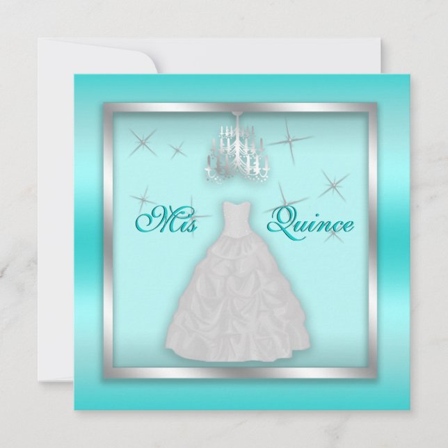 Convite Quinceanera Sparkling convida o branco de prata da (Frente)