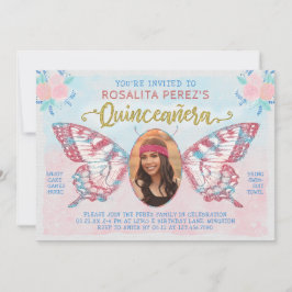Convite Quinceanera Sweet 15 Birthday Butterfly com Foto