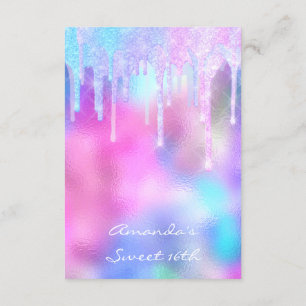 Convite Quinceanera Sweet 16th Drips Holographic Pink