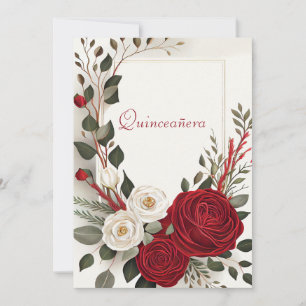 Convite Quinceanera, Sweet Sixteen Rosas Vermelhas
