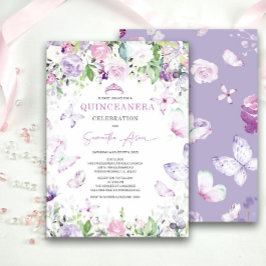 Convite Quinceanera Temática de Borboleta Lavanda