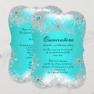Convite Quinceanera Terra de Encantamento de Inverno Água