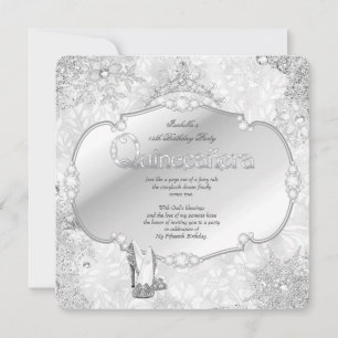 Convite Quinceanera Terra de Encantamento de Inverno Floco