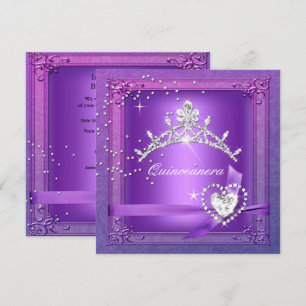 Convite Quinceanera Tiara Roxo 15 Aniversário 15 Anos Fest