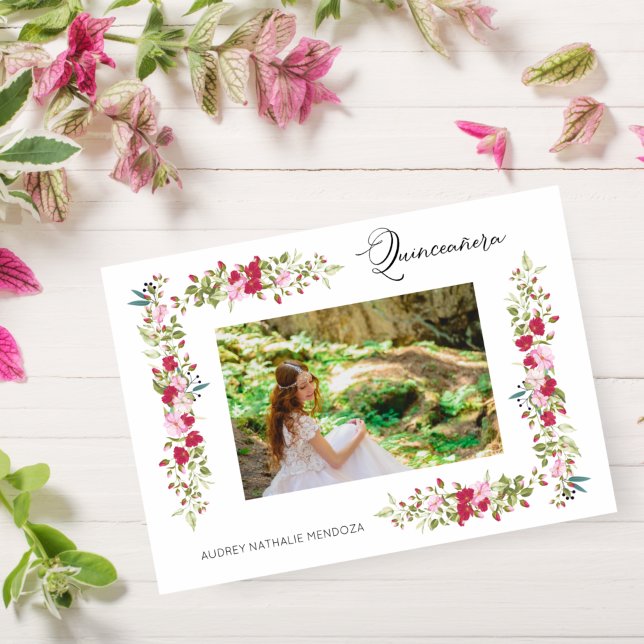 Convite Quinceañera Tipografia Caprichosa em Espanhol  (Criador carregado)