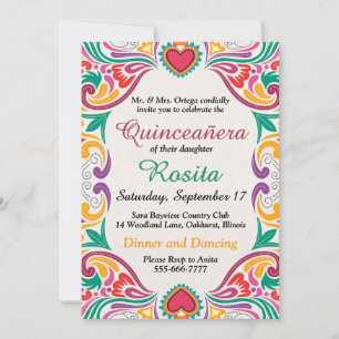 Convite Quinceanera Tradicional de Festa Espanhola de Fron