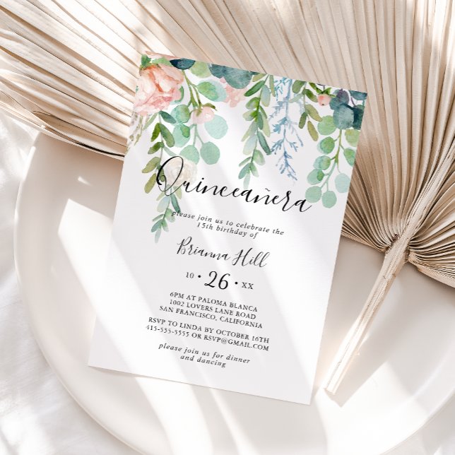 Convite Quinceañera Tropical Colorida Ilustrada (Criador carregado)