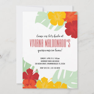 Convite quinceañera TROPICAL LUAU clássico floral