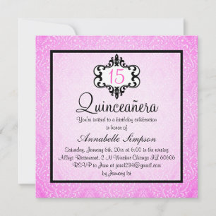 Convite Quinceanera, um convidado para o Quinceanera, cor-