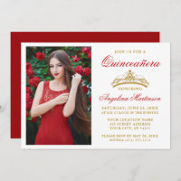 Quinceanera Vermelha, Foto da Coroa Dourada Elegan