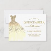 Quinceanera White e Glitter Sparkle Dourado