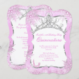 Convite Quinceanera Winter Wonderland Saltos Prata Rosa 2