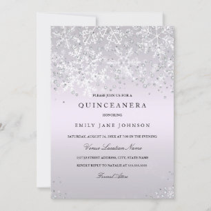 Convite Quinceanera Winter Wonderland Snowflakes