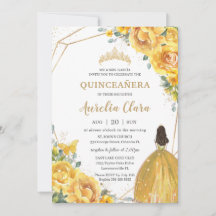 Quinceañera Yellow Floral Princess Crown Aniversár