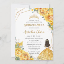 Quinceañera Yellow Floral Rosa Princesa Aniversári
