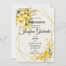 Quinceañera Yellow Gold Invitation