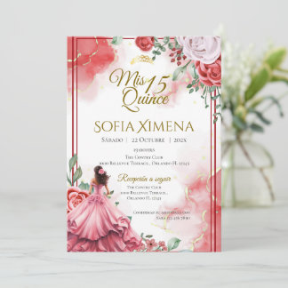 Convite Quincenera Invitation in Spanish Boho