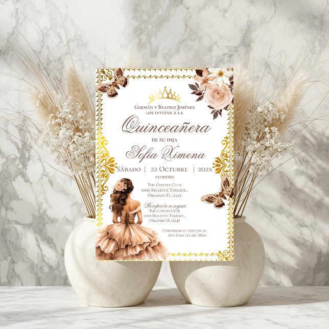 Convite Quincenera Invitation in Spanish Boho (Criador carregado)