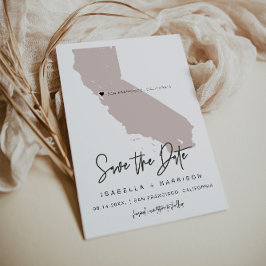 Convite QUINN | Blush California Map Photo Save the Date