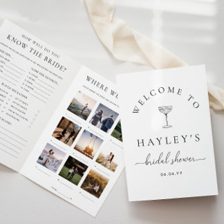 Convite Quinn Script Bridal Shower Game and Menu Booklet