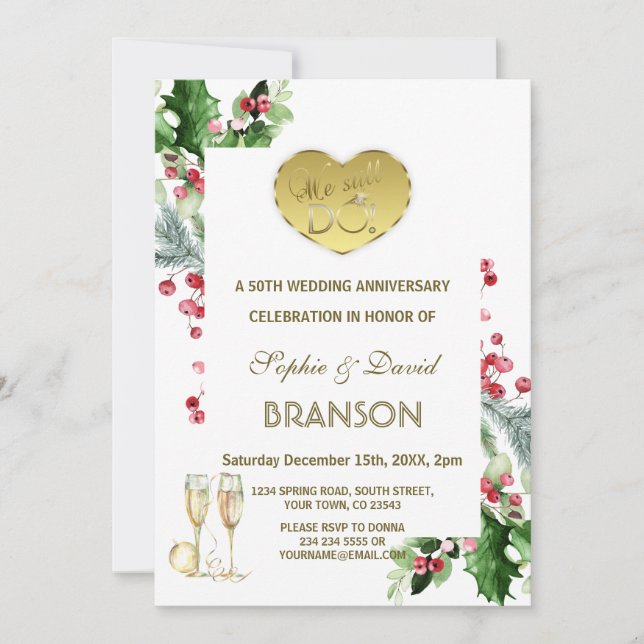 Convite Quinquentenário do Casamento do inverno Ainda faze (Frente)