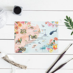 Convite Quintana Roo   Mapa Itinerário de Casamento de Des