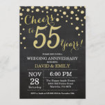 Convite Quinto aniversário de casamento Chalkboard Black a<br><div class="desc">55º Aniversário de Casamento Preto e Dourado Convite. Cinquenta e cinco anos de casamento. Quadro negro e fundo de diamante brilhante Dourado. Dourada Confetti. Aniversário Adulto. Mulher ou Festa de aniversário masculina. Para mais personalização,  clique no botão "Personalizar" e use nossa ferramenta de design para modificar este modelo.</div>