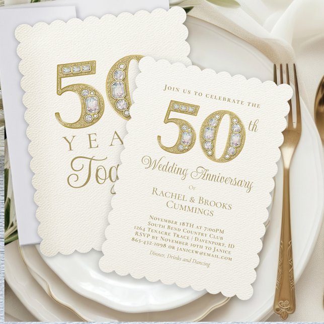 Convite Quinto aniversário de Casamento Dourado (Criador carregado)