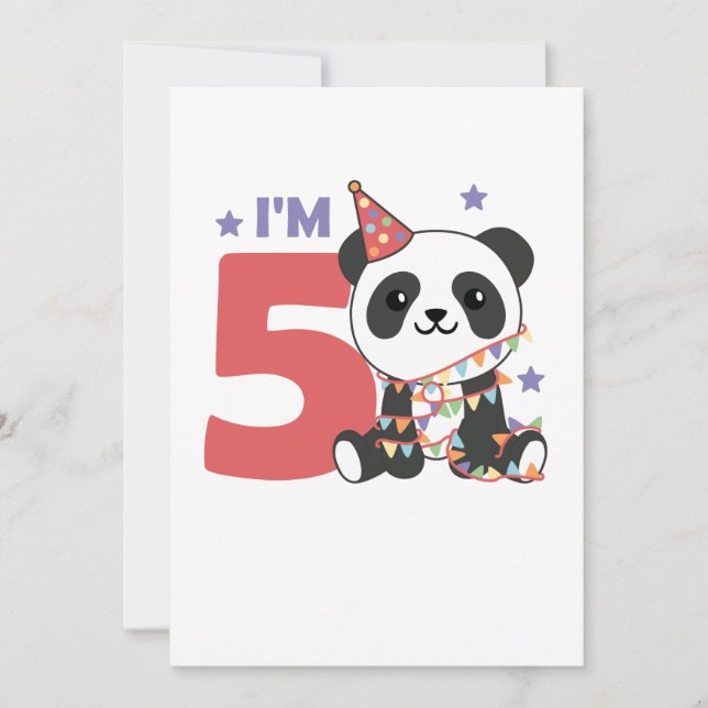Convite Quinto Aniversário Panda Para Crianças 5 Anos Conv (Frente)