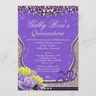 Convite Quinto Diamante Roxo e Doce 16