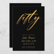 Quinto Elegante Mínimo Preto e Dourado 50º Anivers