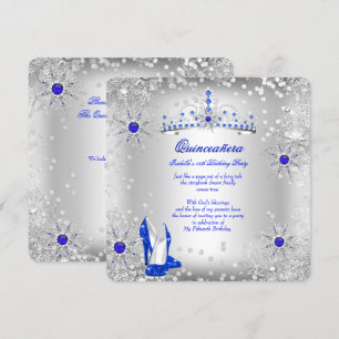 Convite Quinze Anos Azul Real Prata Winter Wonderland