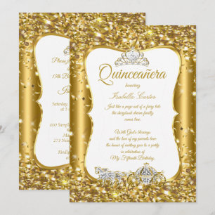 Convite Quinze Anos Carruagem Dourada Festa Conto de Fadas